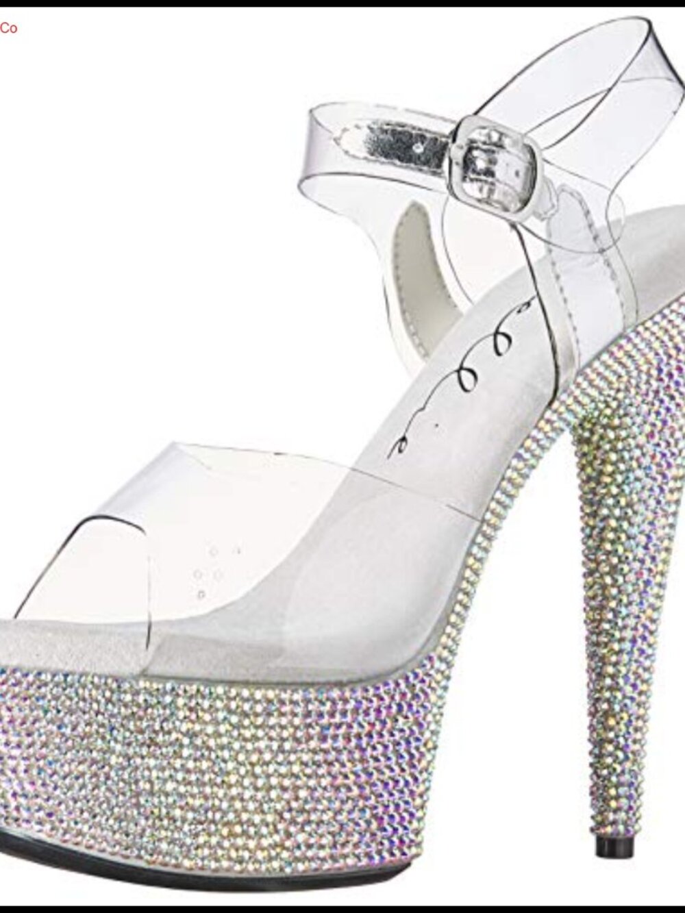 Rhinestone Platform Heeled Sandal Ankle Strap Formal